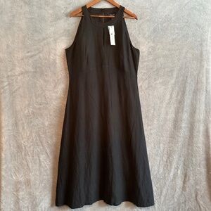 Long Tall Sally Linen Blend Midi Dress Size 14 Black Sleeveless NWT Lagenlook